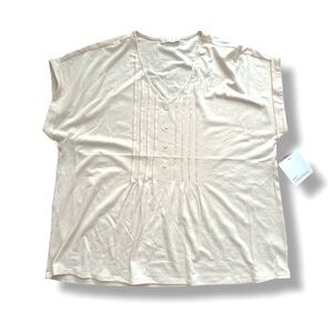 89th & Madison Relaxed Short Sleeve Blouse in Chalk Cream